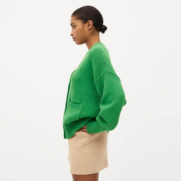 babaà no 16 cotton cardigan boxy sweater fern green babaa no16 22 one size O/S - Picture 3 of 14